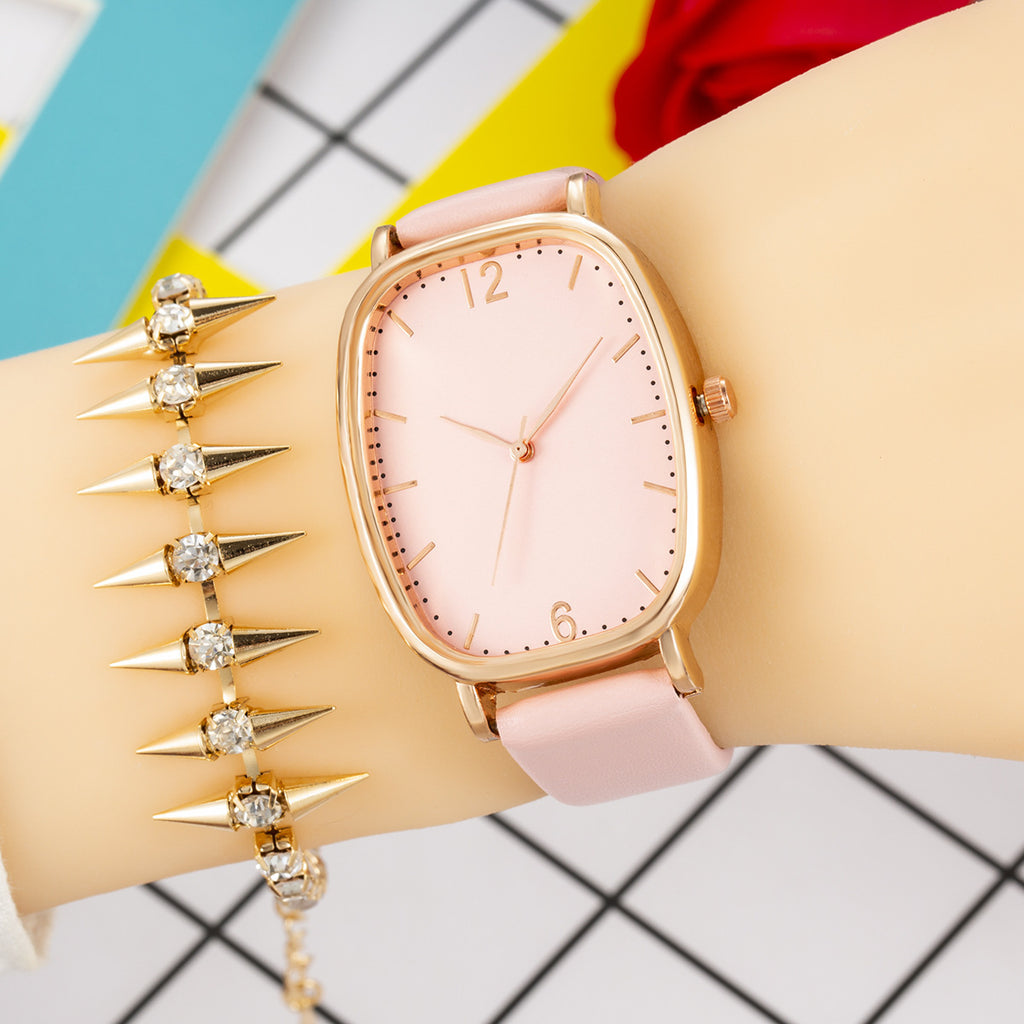 Ins Style Simple And Exquisite Womens Tonneau Belt Quartz Watch