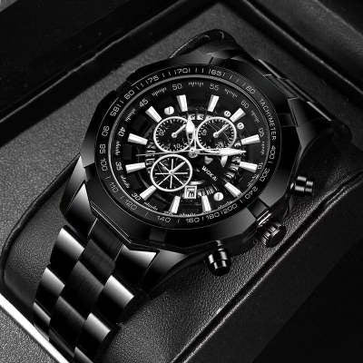 Quartz Watch For Men Black Gold Man Business Non Automatic Machine